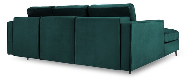 Divano letto angolare in velluto verde petrolio, angolo sinistro Santo - Milo Casa