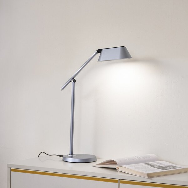Lampade da tavolo Lindby, Thies, dimmerabile, Grigio, Studio / Ufficio, Plastica, Moderno