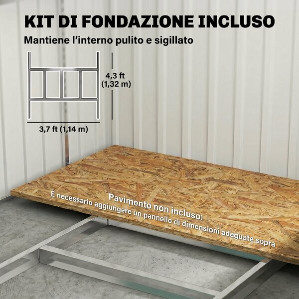 Outsunny Casetta da Giardino in Acciaio con 2 Porte Scorrevoli, 4 Prese d'Aria, 213x130x185cm, Grigio Scuro|Aosom