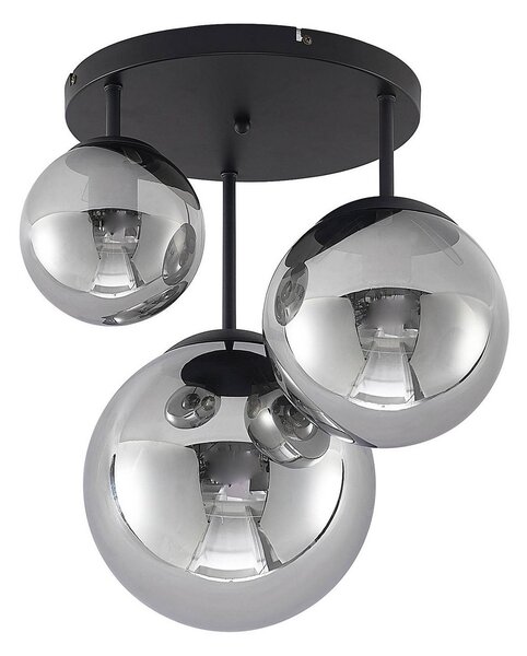 Plafoniera Lindby, Teeja, dimmerabile, Grigio, Soggiorno, Vetro, Moderno