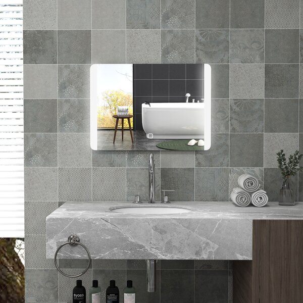 Kleankin Specchio Bagno con Luce LED a 3 Temperature, Interruttore Touch e Antiappannamento, 70x50cm|Aosom