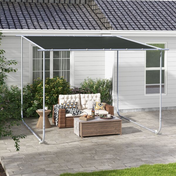 Outsunny Pergola Gazebo 3x3 m con Rotelle, Copertura Anti-UV e Telaio in Acciaio, Grigio|Aosom