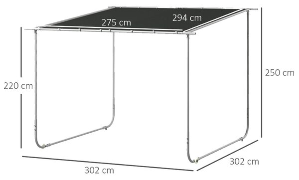 Outsunny Pergola Gazebo 3x3 m con Rotelle, Copertura Anti-UV e Telaio in Acciaio, Grigio|Aosom