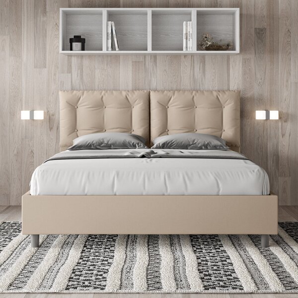 Letto Sommier Similpelle Tortora – Giroletto, Contenitore o con Rete | ANNA 80x190 Singolo standard / Senza Rete