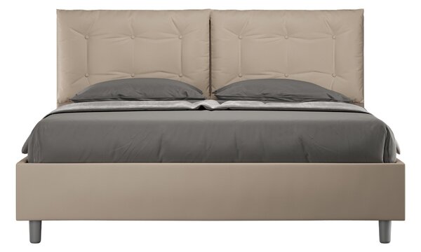 Letto Sommier Similpelle Tortora – Giroletto, Contenitore o con Rete | ANNA 80x190 Singolo standard / Senza Rete