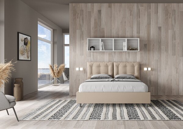 Letto Sommier Similpelle Tortora – Giroletto, Contenitore o con Rete | ANNA 80x190 Singolo standard / Senza Rete