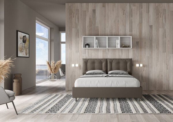 Letto Sommier Similpelle Cappuccino – Giroletto, Contenitore o con Rete | ANNA 80x190 Singolo standard / Senza Rete