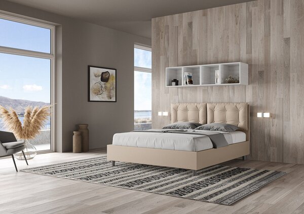 Letto Sommier Similpelle Tortora – Giroletto, Contenitore o con Rete | ANNA 80x190 Singolo standard / Senza Rete