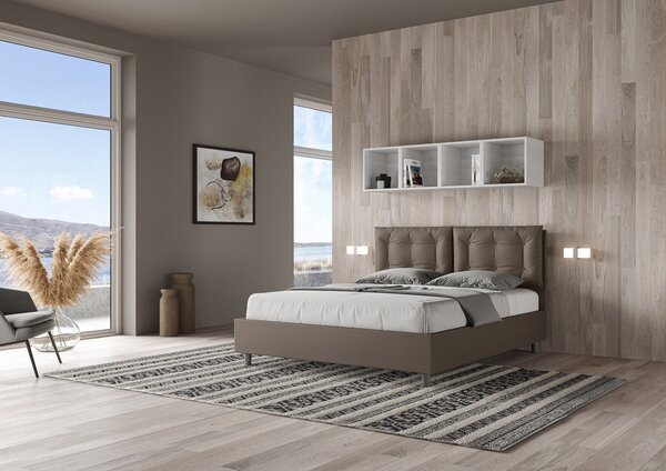 Letto Sommier Similpelle Cappuccino – Giroletto, Contenitore o con Rete | ANNA 80x190 Singolo standard / Senza Rete
