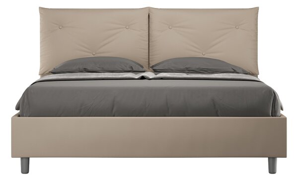 Letto Tessuto Tortora con Testata Rettangolare – Giroletto, Contenitore o con Rete | PIA 80x190 Singolo standard / Senza Rete