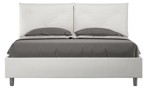 Letto Tessuto Bianco con Testata Rettangolare – Giroletto, Contenitore o con Rete | PIA 80x190 Singolo standard / Senza Rete