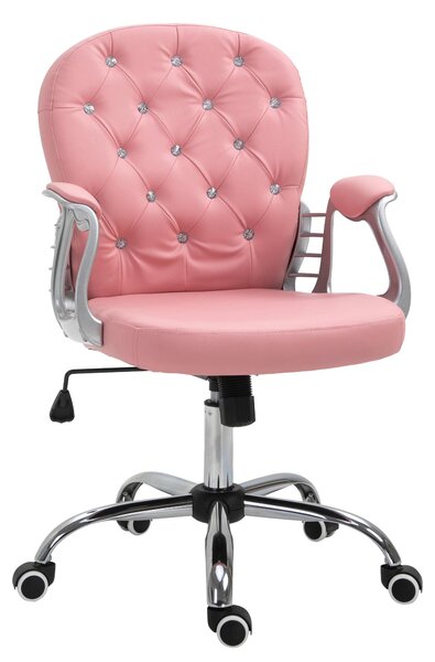 Sedia da ufficio ergonomica Vinsetto, poltrona da ufficio per dirigenti, schienale imbottito, rosa
