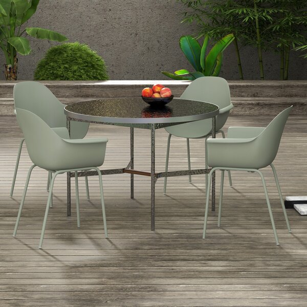 Outsunny Set 4 Sedie da Giardino con Piedini Antiscivolo, in PP e Acciaio, 59x55x84 cm, Verde | Aosom Italy
