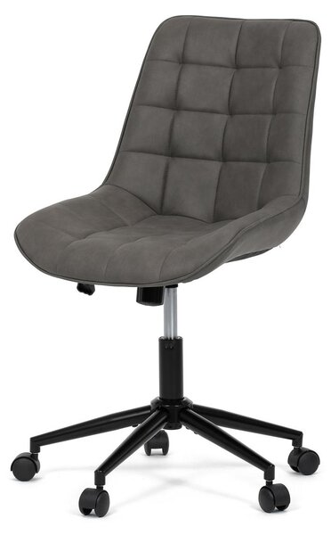 Sedia da ufficio, tessuto nero in pelle spazzolata, croce in metallo nero Grigio