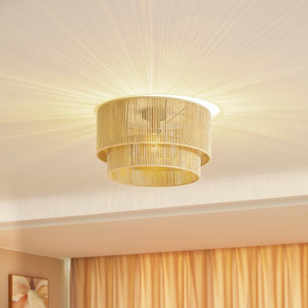 Plafoniera Lindby, Anuva, dimmerabile, Beige, Sala da pranzo, Carta / Cartone, Campagna / rustico