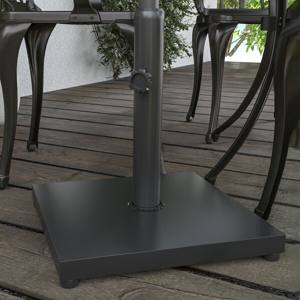 Outsunny Base per Ombrellone 13kg in Cemento con Finitura Lucida, 40x40x43cm, Nero|Aosom