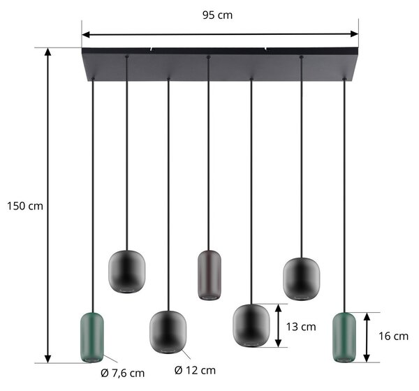 Lampada a sospensione Lucande, Narion, dimmerabile, Multicolore, Sala da pranzo, Metallo, Moderno