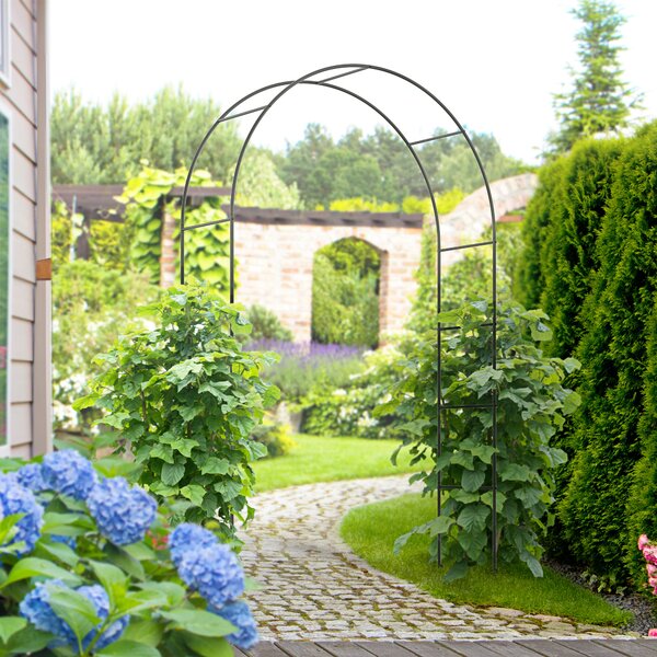 Outsunny Arco per Rampicanti in Metallo per Giardino ed Esterni, 140x40x240cm, Nero|Aosom