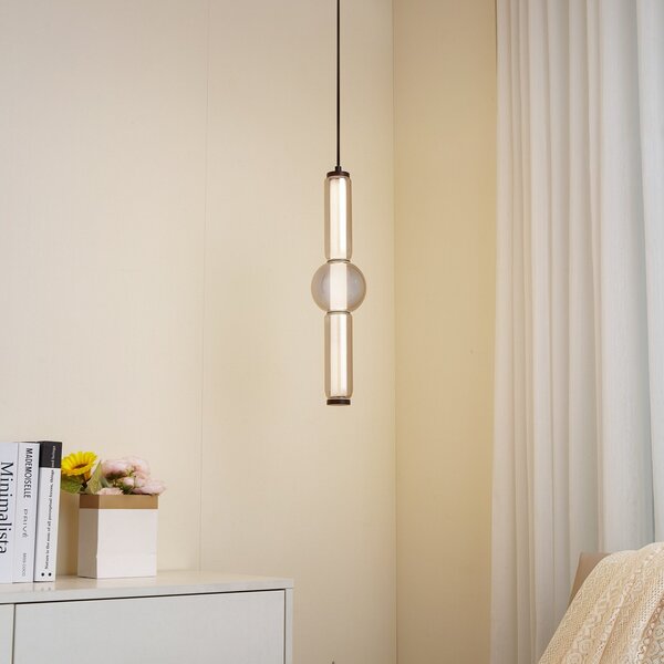 Lampada a sospensione Lucande, Savete, Grigio, Soggiorno, Vetro, Moderno
