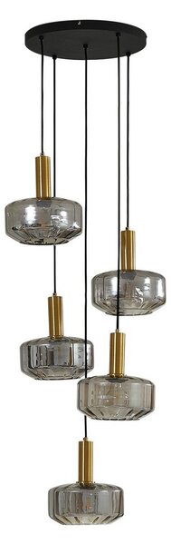 Lampada a sospensione Lindby, Hildur, dimmerabile, Grigio, Sala da pranzo, Vetro