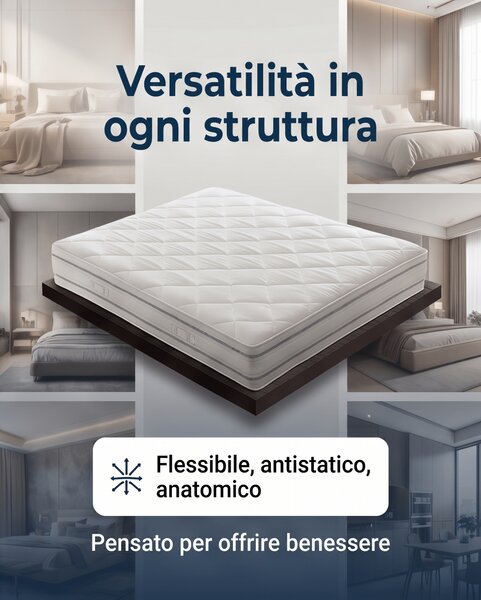 Materasso a Molle Insacchettate + 3 cm Memory Ignifugo Certificato Classe 1 IM H25 cm 80x190 Singolo standard