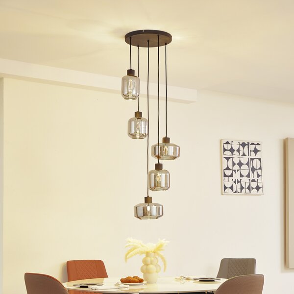 Lampada a sospensione Lindby, Hildur, dimmerabile, Grigio, Soggiorno, Vetro