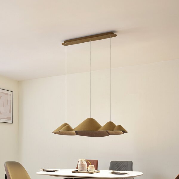 Lampada a sospensione Lucande, Beutlin, dimmerabile, Verde, Sala da pranzo, Tessuto / Tessile, Moderno