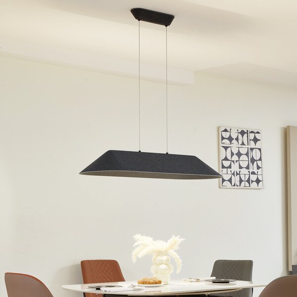 Lampada a sospensione Lucande, Naelle, dimmerabile, Nero, Sala da pranzo, Tessuto / Tessile, Moderno