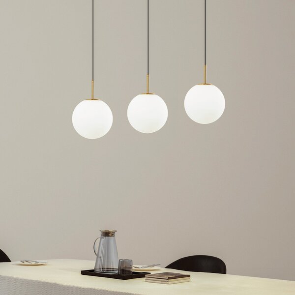 Lampada a sospensione Lucande, Joran, Bianco, Sala da pranzo, Vetro, Moderno