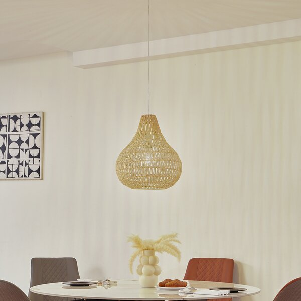 Lampada a sospensione Lindby, Miryam, dimmerabile, Legno, Sala da pranzo, Legno, Campagna / rustico