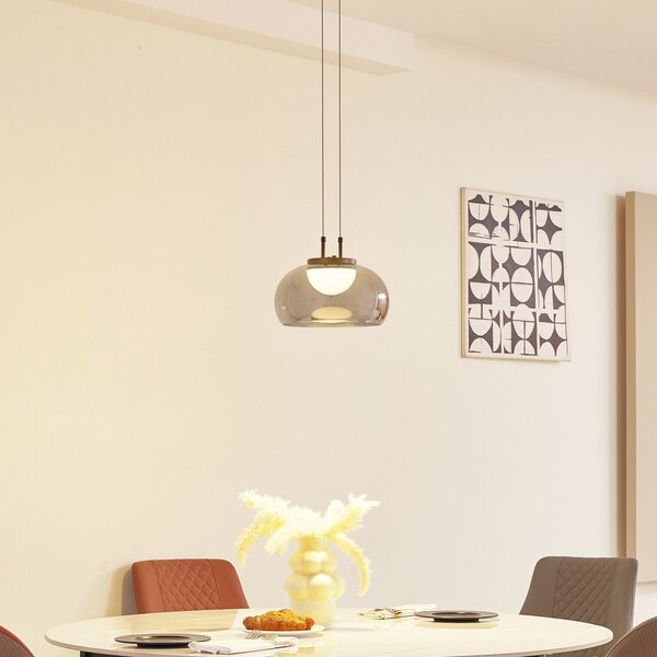 Lampada a sospensione Lucande, Dain, Grigio, Sala da pranzo, Vetro, Moderno
