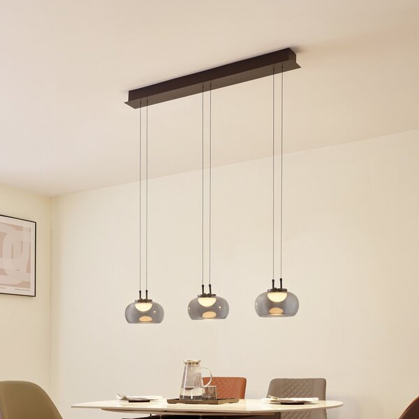 Lampada a sospensione Lucande, Dain, Grigio, Sala da pranzo, Vetro, Moderno