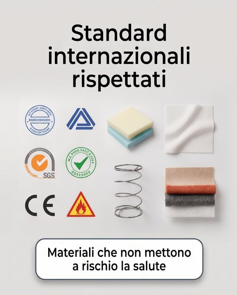 Materasso a Molle Insacchettate + 3 cm Memory Ignifugo Certificato Classe 1 IM H25 cm 80x190 Singolo standard