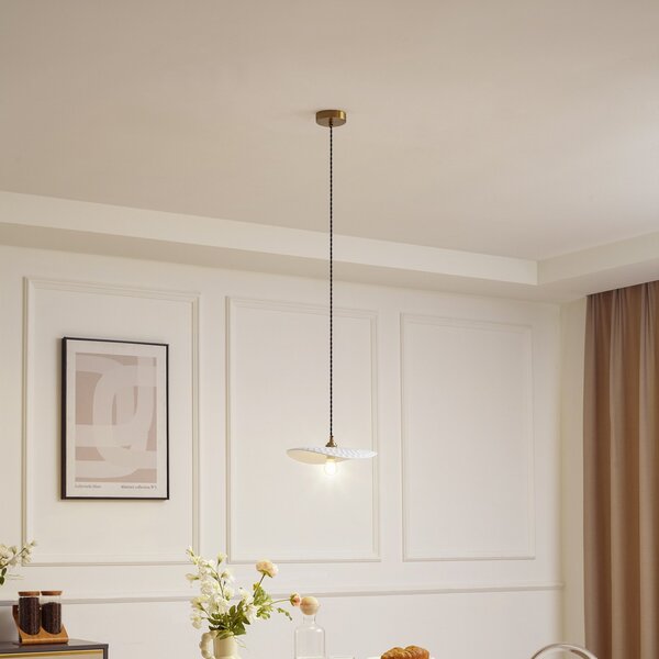 Lampada a sospensione Lindby, Annira, dimmerabile, Bianco, Soggiorno, Ceramica, Moderno
