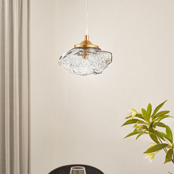 Lampada a sospensione Lindby, Piatra, dimmerabile, Grigio, Soggiorno, Vetro, Moderno