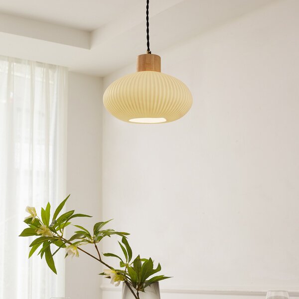 Lampada a sospensione Lindby, Paulie, dimmerabile, Bianco, Soggiorno, Ceramica, Moderno