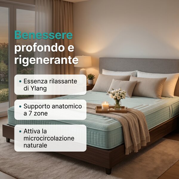 Materasso Memory BioCeramica – 7 Zone, 24 cm, Semirigido | YLANG 80x190 Singolo standard
