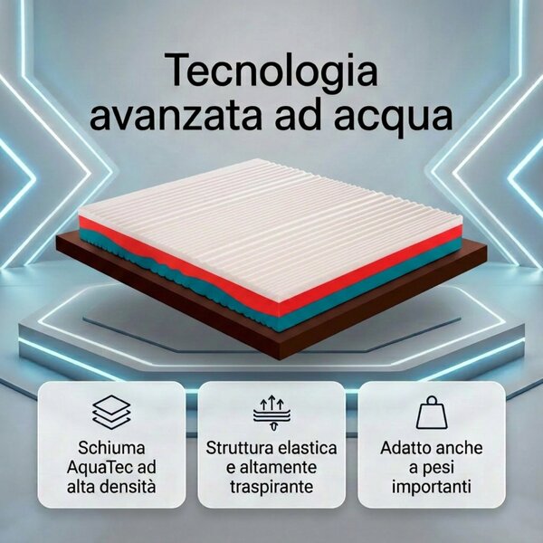 Materasso Memory Multionda AquaTec – Cashmere, 25 cm, Dispositivo Medico | AQUATEC 80x190 Singolo standard