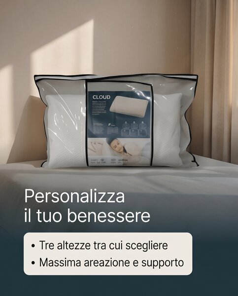 Coppia Cuscini Memory Vegetal – Alta Qualità, Altezze a Scelta, Cotone Sfoderabile Altezza 10 cm
