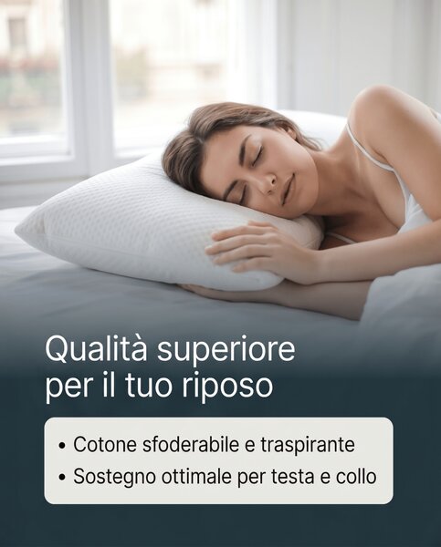 Coppia Cuscini Memory Vegetal – Alta Qualità, Altezze a Scelta, Cotone Sfoderabile Altezza 10 cm