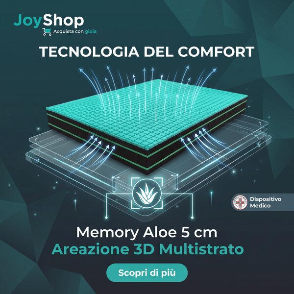 Materasso Memory Aloe Anatomico – 7 Zone, 24 cm, Alta Portanza | ALOE MEMORY 80x190 Singolo standard