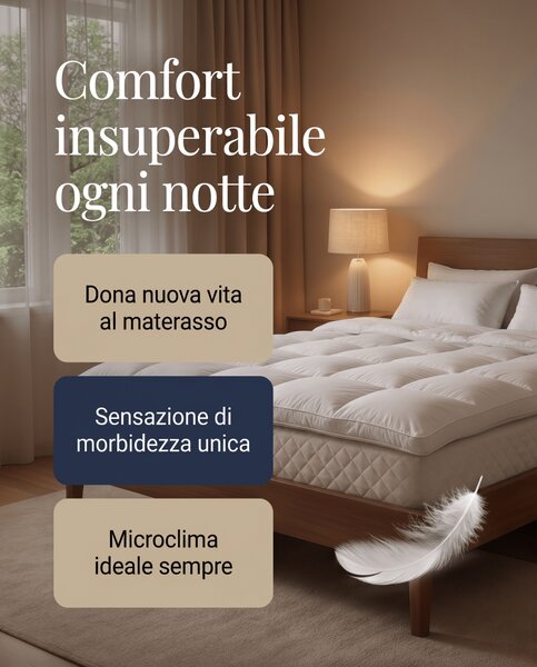 Topper Piuma d'Oca – Correttore Termoregolatore Invernale, 600 gr/m², 160x200 160x200