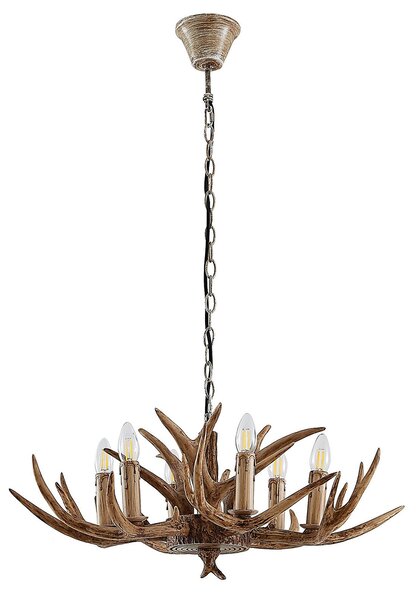 Lampada a sospensione Lindby, Tejask, dimmerabile, Marrone / Ruggine, Soggiorno, Plastica, Campagna / rustico