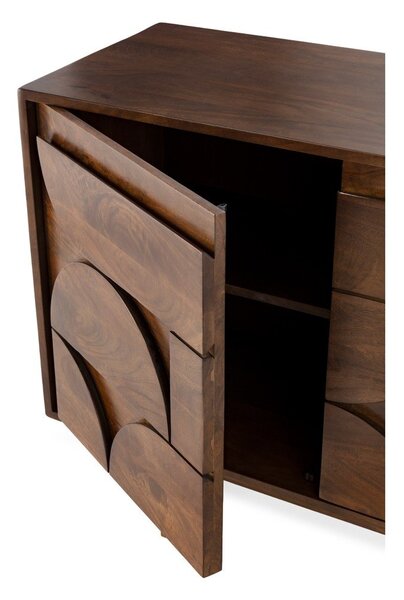 Cassettiera marrone in mango massiccio 145x76x40 cm Trisha – MOME