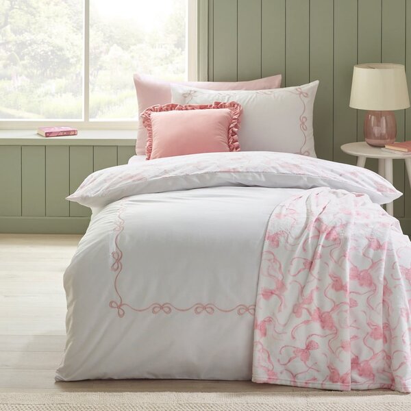 Set copripiumino e federa bianco per letto singolo 135x200 cm Bow Embroidery – Catherine Lansfield