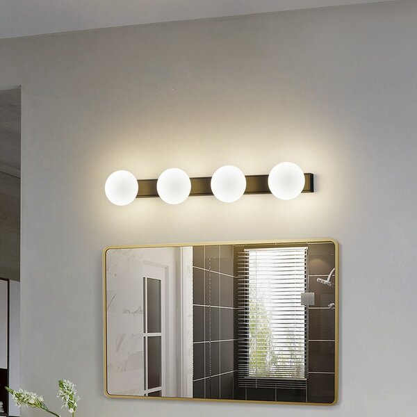 Applique da parete Lucande, Myrra, Nero, Bagno, Alluminio, Moderno
