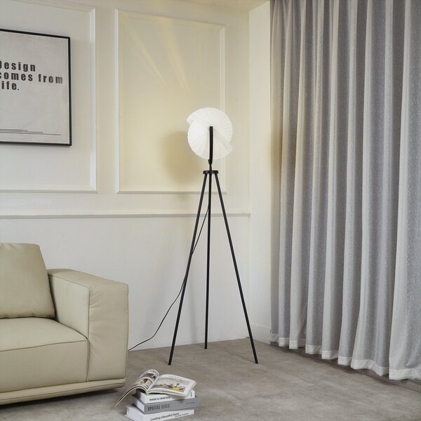 Lampada da terra Lucande, Helva, dimmerabile, Nero, Soggiorno, Plastica, Scandinavo