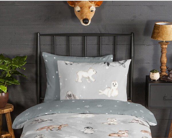 Biancheria da letto per bambini grigia in flanella per letto singolo 140x200 cm Cira – Good Morning