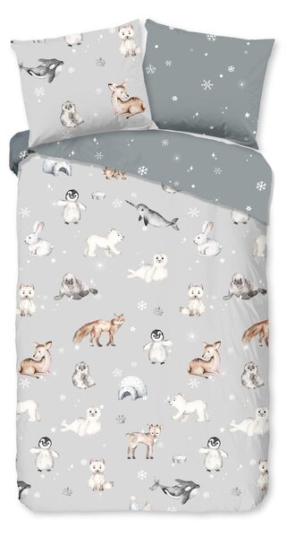 Biancheria da letto per bambini grigia in flanella per letto singolo 140x200 cm Cira – Good Morning