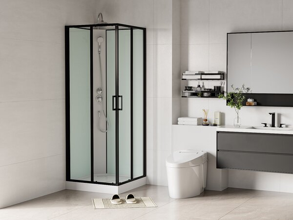 Box doccia quadrato Nero e Bianco L80 x L80 x H220 cm - SAMABI